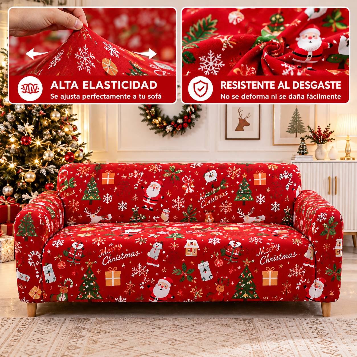 🎄 Kit de Fundas Navideñas para Sofá 3-2-1 – ¡Transforma tu Sala Esta Navidad!