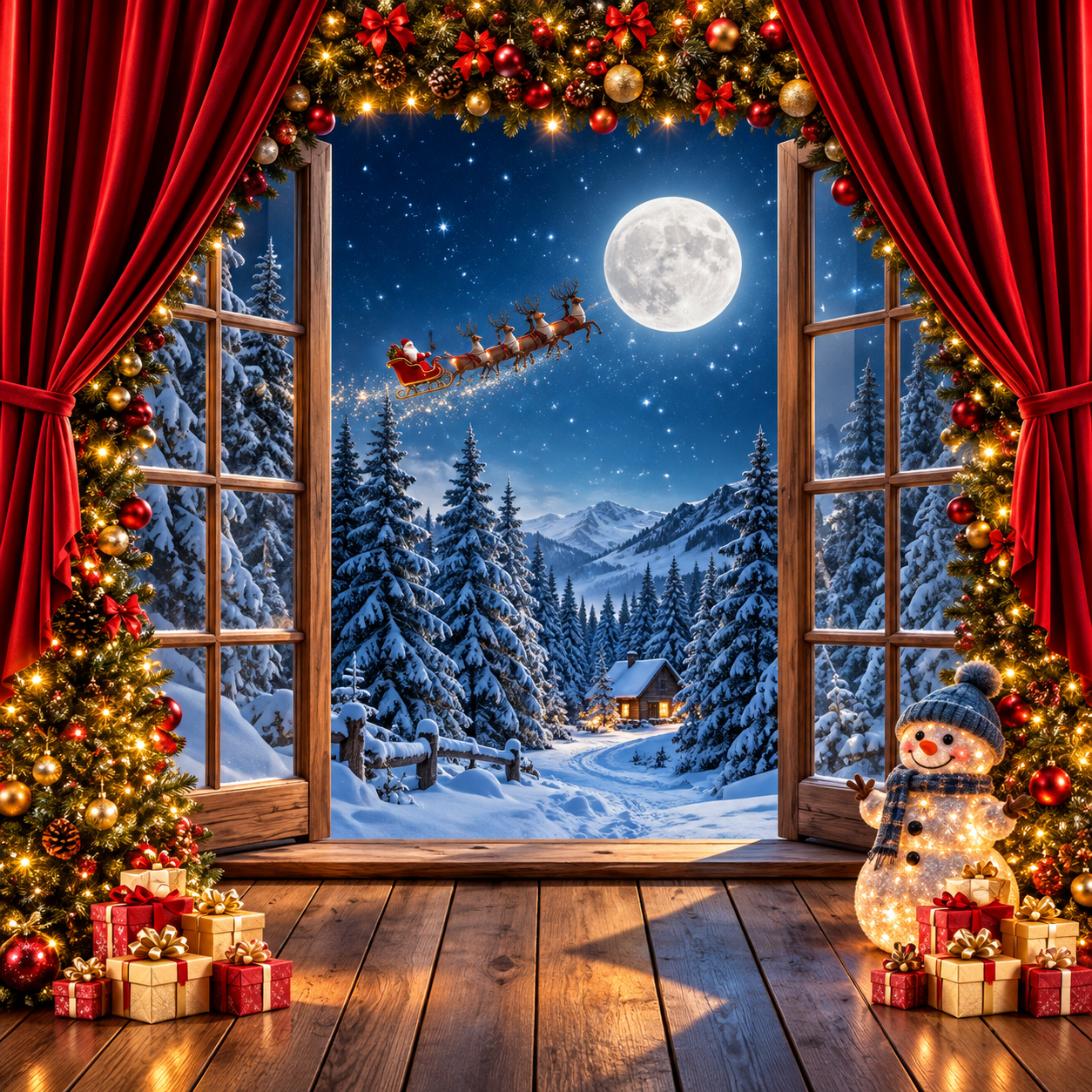 🎄 Telón Navidad Mágica™ | Decoración Gigante 2,5 × 2,1 M 🎅