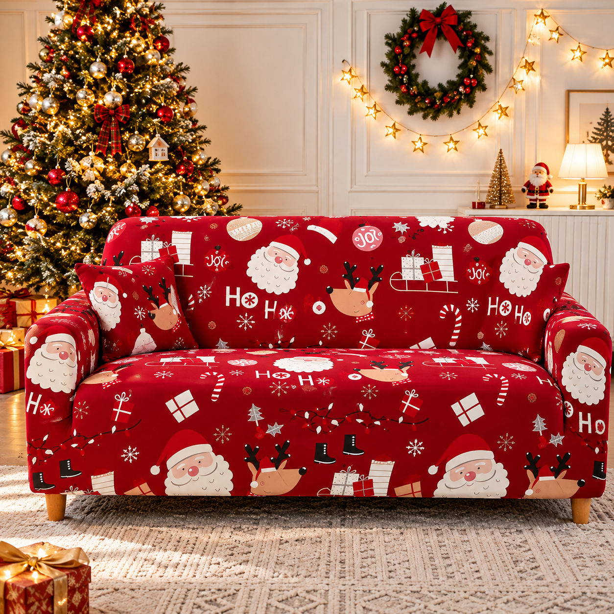 🎄 Kit de Fundas Navideñas para Sofá 3-2-1 – ¡Transforma tu Sala Esta Navidad!
