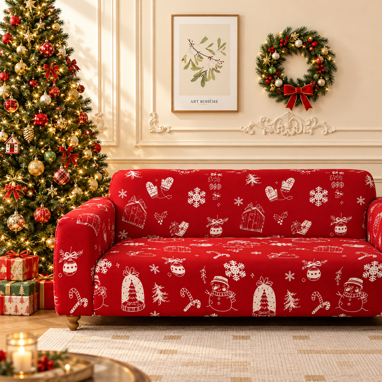 🎄 Kit de Fundas Navideñas para Sofá 3-2-1 – ¡Transforma tu Sala Esta Navidad!